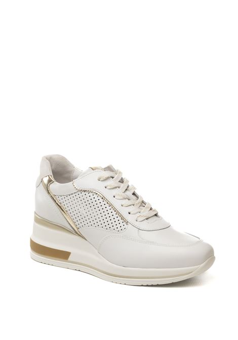 Sneaker pellle bianco/oro NERO GIARDINI | E615234SKIPPER-707